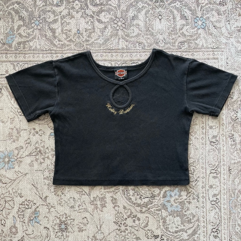 Vintage Harley Davidson Black Short Sleeve Top Women’s Large